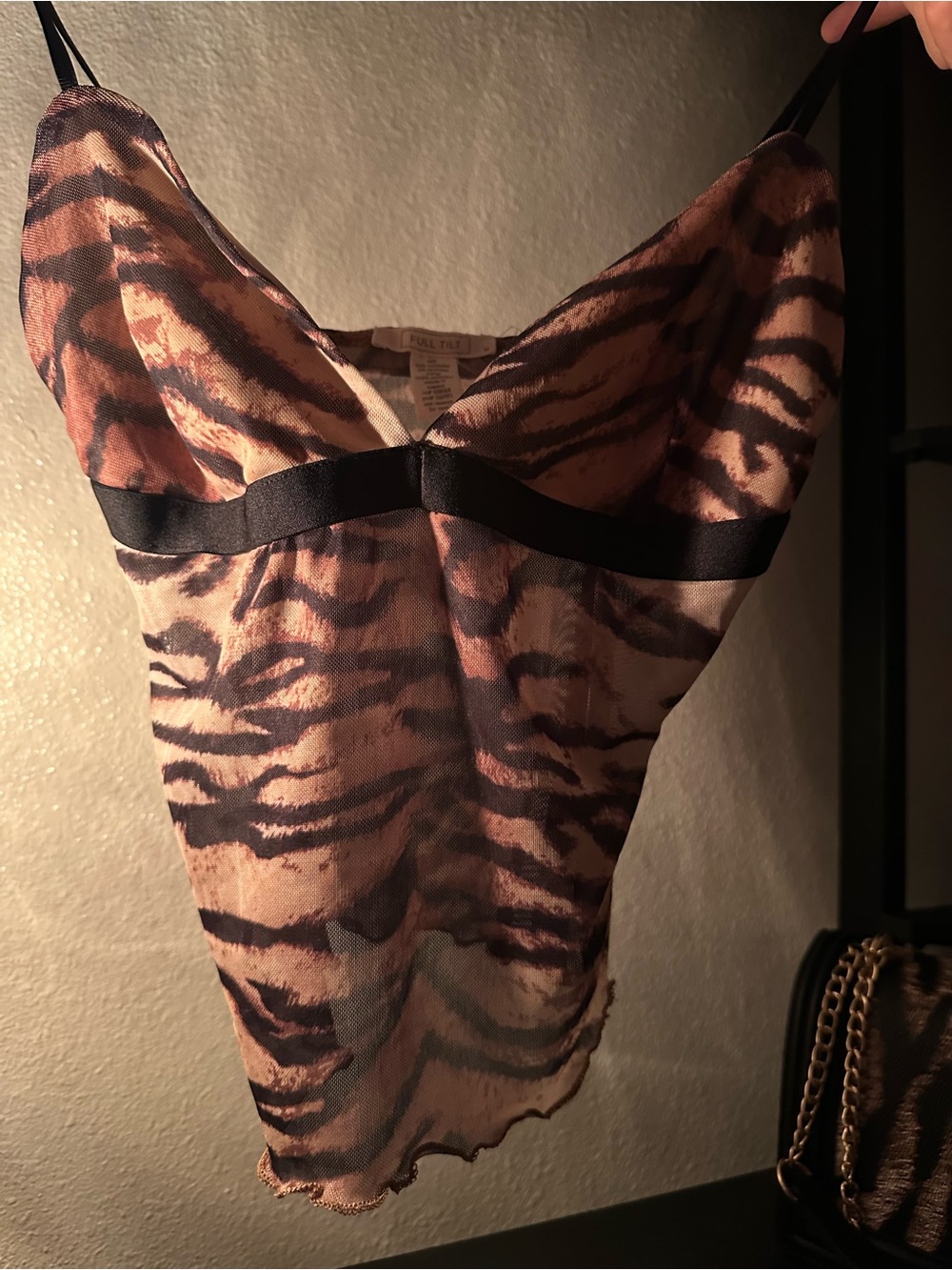 Sheer Animal Print Slip Chemise in Brown
